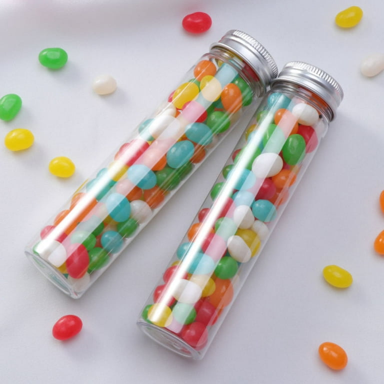 20-50pcs Flat-bottomed Plastic Clear Tubes With Caps Empty Storage