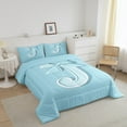 thumbnail image 3 of Erosebridal Blue Bowknot Comforter Sets Twin Size, Initial Letter J Comforters & Duvets, Cartoon Monogrammed Reversible Duvet Insert, Breathable Bedroom Decorative, 2pcs, 3 of 8