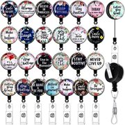 26 Pieces Funny Badge Reels Retractable Bulk with Motivational Quote CNA Week Appreciation Gifts Phlebotomy Badge Holder Decorative Reel with Alligator Clip for Office Worker Doctor Nurse Gifts Bulk