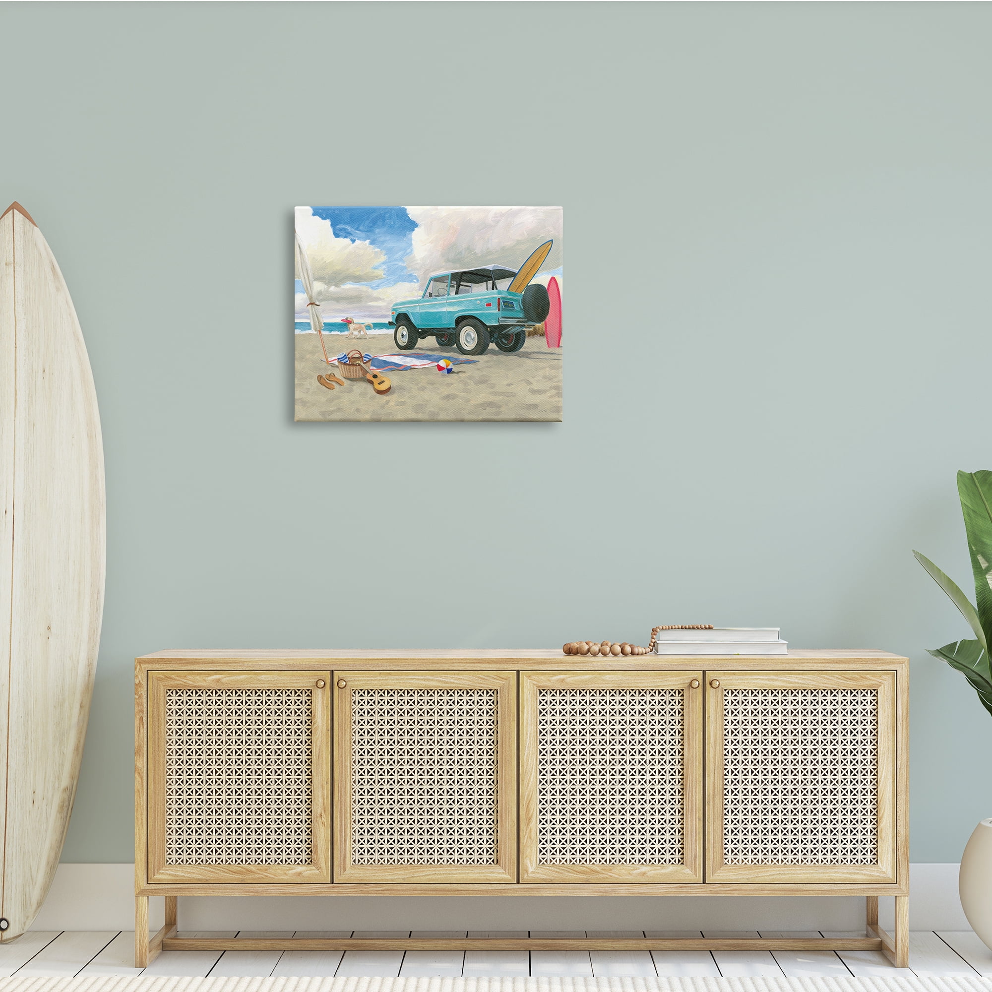 Stupell Industries Summer Sandy Beach Cruiser Surfboard Coastal Dog, 30 x 24, Design by James Wiens