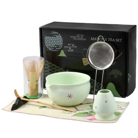 

LINFANG 7Pcs Ceramic Matcha Whisk Set Good Mixing Effect Matcha Tea Set Easy to Grip Tea Making Kit Easy to Clean Suitable for Making