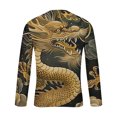 thumbnail image 3 of Tawop Mens Tshirts Crew Neck Long Sleeve Pullover Graphic Dragon Casual Yellow L, 3 of 5