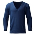 thumbnail image 1 of MIASHUI Men's Fall Winter Pullover V-Neck Solid Color Cardigan Knit Shirt Jacket Long Sleeve Comfort Blue,XL, 1 of 5