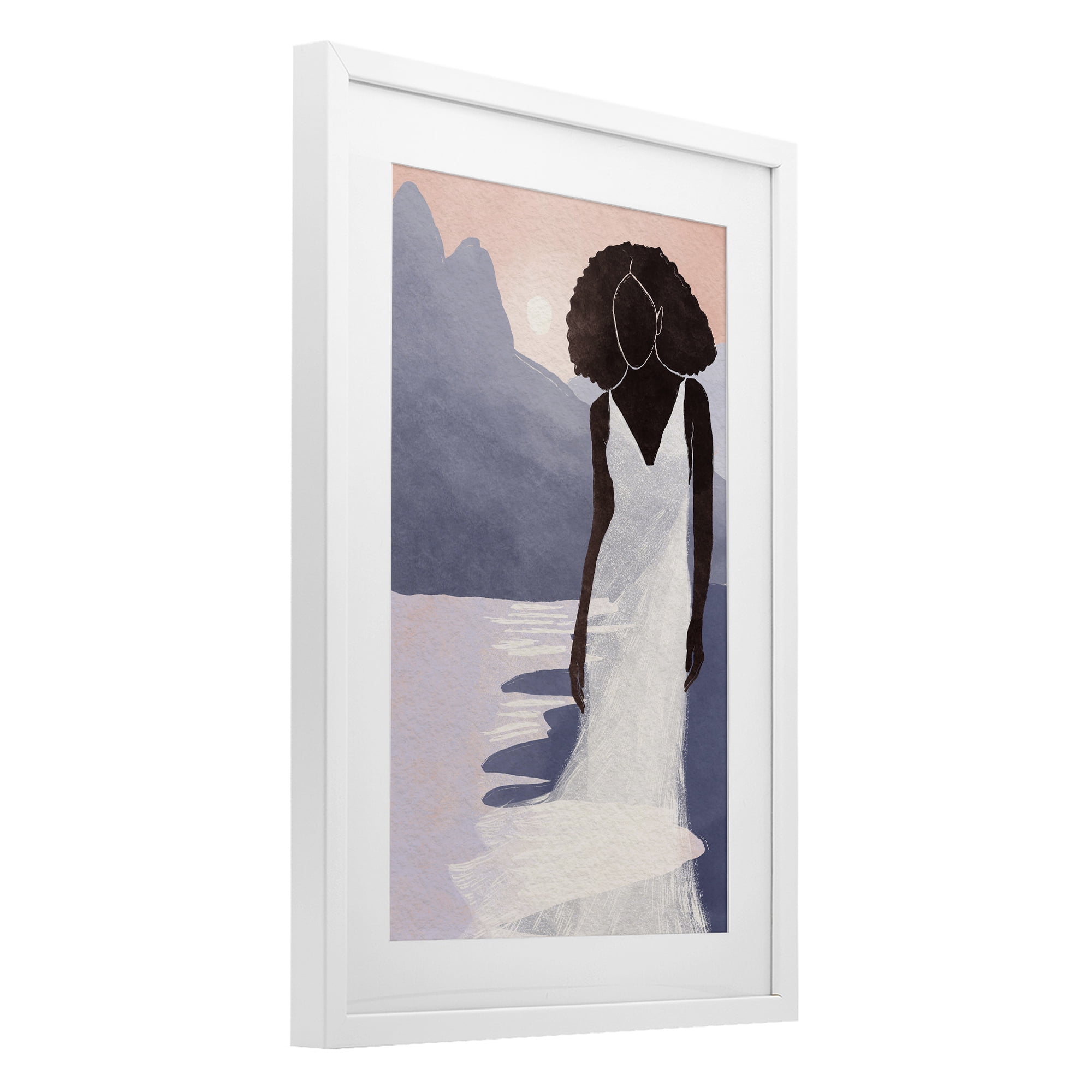 Stupell Industries White Gown Silhouette at Sunset White Framed Print Under Glass, design by Yuyu Pont