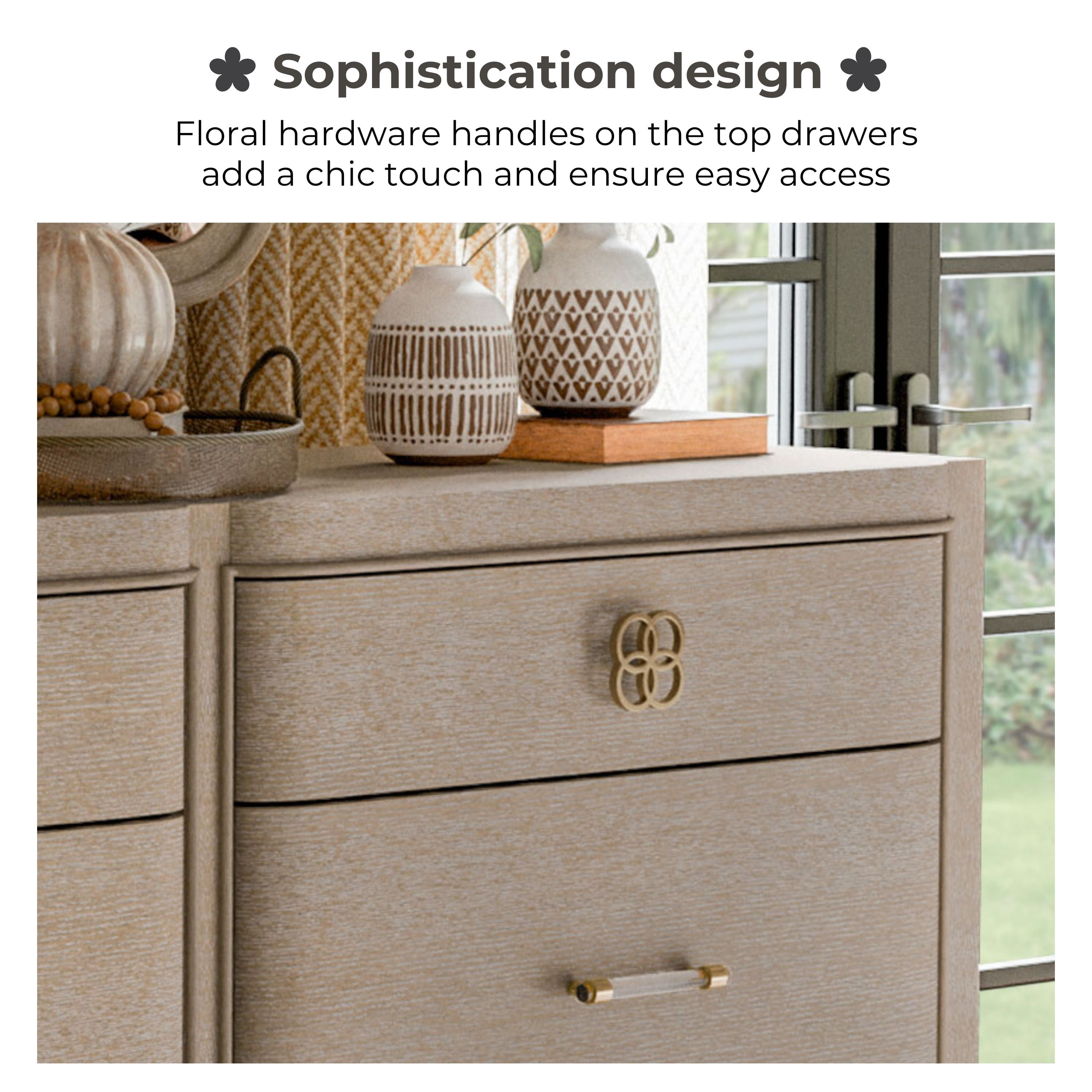 Furniture of America Enmi 6-Drawer Solid Wood Adult Bedroom Dresser, Natural Oak