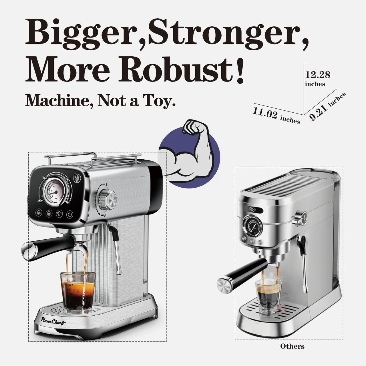 20 Bar Compact Espresso Machine with Milk Frother, Dual Shot Options, ESE Pod Compatibility, Temperature Display, Removable Water Tank for Cappuccino, Latte, & Macchiato at Home