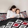 thumbnail image 5 of Castle Fairy Minimalist Checkered Queen Comforter Set,Black Red Grey Bedding Comforter Set, 5 of 8