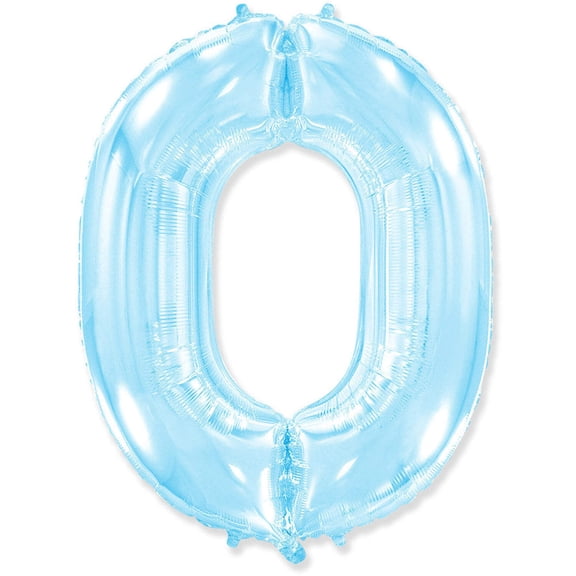 42 inch Number 0 - Party Brands - Pastel Blue Foil Mylar Balloon - Party Supplies Decorations