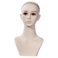 thumbnail image 3 of Busto de cabeza de maniquí femenino con orificio para la oreja y peluca en el hombro. Soporte para cadena colgante, collar de peluquería y, 3 of 9