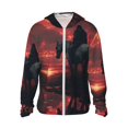 thumbnail image 1 of Fotbe Lone Rider Under Red Sky Chaqueta con Protección Solar UPF 50+ para Hombre y Mujer, Camisa con Capucha y Bolsillos-Small, 1 of 7