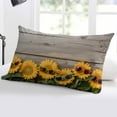 thumbnail image 5 of Sunflower Throw Pillow Cover 24 x 36 Inch Decorative Pillow Cover Sunglasses Rustic Wood Grain Brown Summer Lumbar Pillowcase Seasonal Rectangle Cushion Case for Couch Sofa Bed Living Room, 5 of 7