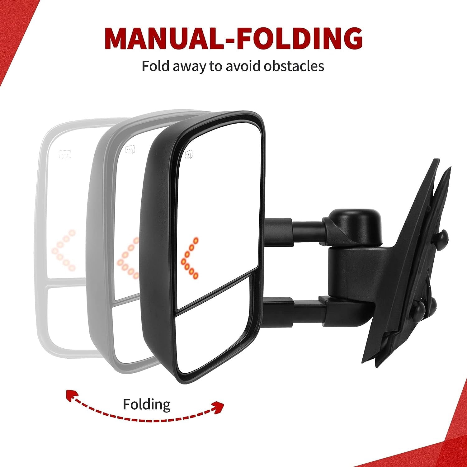 LEDKINGDOMUS Tow Mirrors Power Heated Driver and Passenger Side Compatible with 2007-2014 Chevy Silverado GMC Sierra