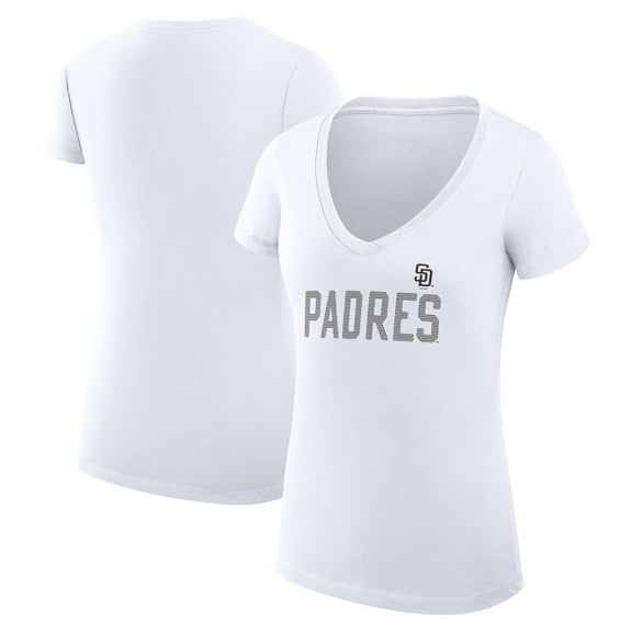 Women's G-III 4Her by Carl Banks White San Diego Padres Super-Slim Fit Lightweight Dot Print V-Neck T-Shirt