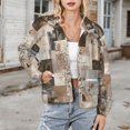 thumbnail image 3 of Jackets for Women Winter Coat Jackets Flannel Stand Collar Jacket(Abstract Floral Geometric Design,Size:S-4XL), 3 of 7