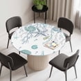 thumbnail image 2 of Turquoise Coastal Round Fitted Tablecloth with Elastic Edge, Waterproof Table Cloth Table Cover for 45"-54" Tables, Summer Beach Coral Shell Starfish Ocean Tablecloths for Dining Picnic Outdoor, 2 of 9