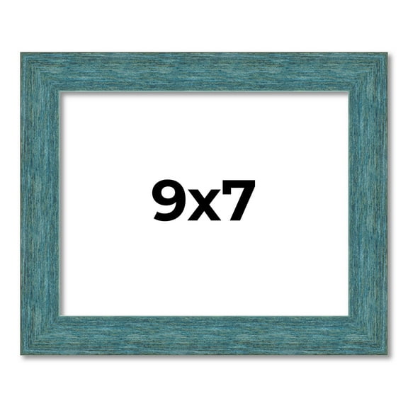 9x7 Frame Blue Rustic Barnwood Solid Wood Picture Frame Width 1.25 Inches | Interior Depth 0.5