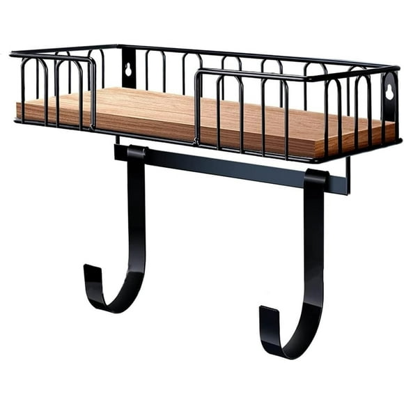 Laundry Room Ironing Equipment Holder Wall Mounted with Wood Basket & Hook Ironing Board & Iron Store Wall Rack Set