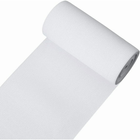 3M 4.7 Inch Elastic Spool White Wide Heavy Stretch High Elasticity Band Knit Flat Braid Sewing Elastic Strap Bundle for Sewing Making Craft Waistbands Pants Necklines Hats Socks DIY Supply