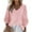 Pink-3/4 Sleeve Tops, variant on FNFYFH Womens Plus Size Waffle Knit Tops 3/4 Lantern Sleeve Casual Blouses Summer V Neck Oversized T Shirts