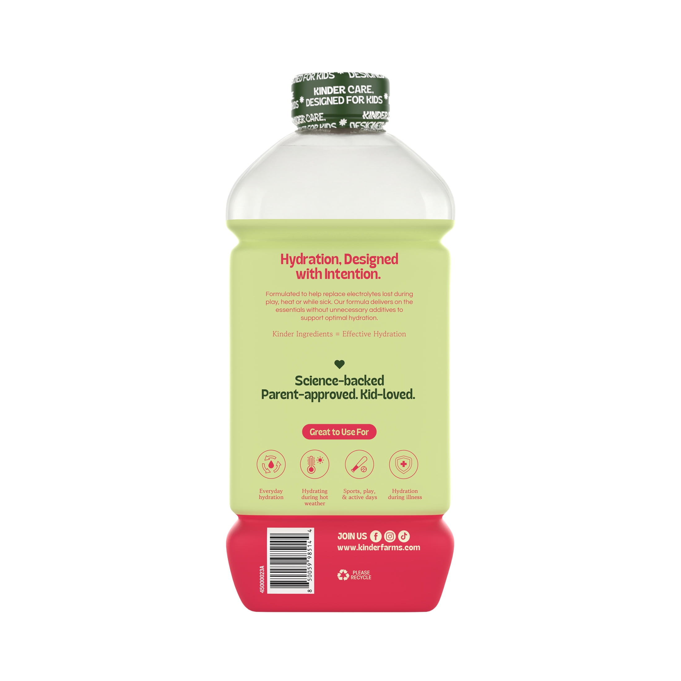 Kinderfarms KinderLyte Natural Ready-to-Drink Electrolyte Solution, Watermelon Citrus, 33.8 fl oz Bottle