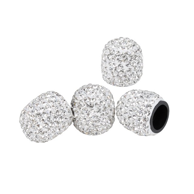 4uds Válvula Vástago Tapas Imitación Cristal Costosa Coche Accesorios Blanco