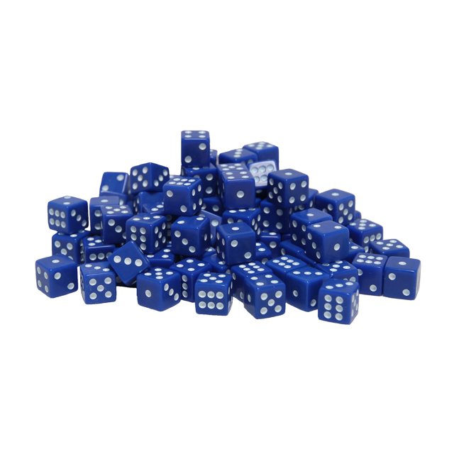 WE Games Blue Square Cornered Dice - 100 Pack - Plastic Dice