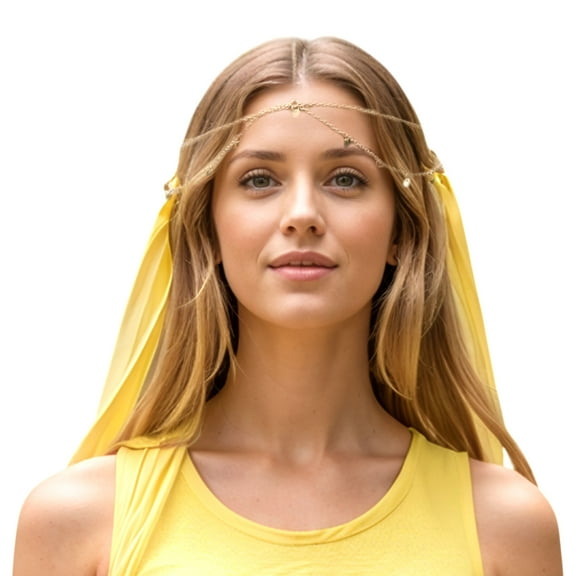 Unique Bargains 1 Pc Headpiece Multi-layered Tassels Head Chain Gold Tone