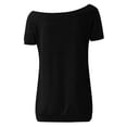 thumbnail image 5 of Lixiuxyad Womens Off The Shoulder Tops Summer Casual Short Sleeve T Shirts Blouse Basic Tee,Black L, 5 of 7
