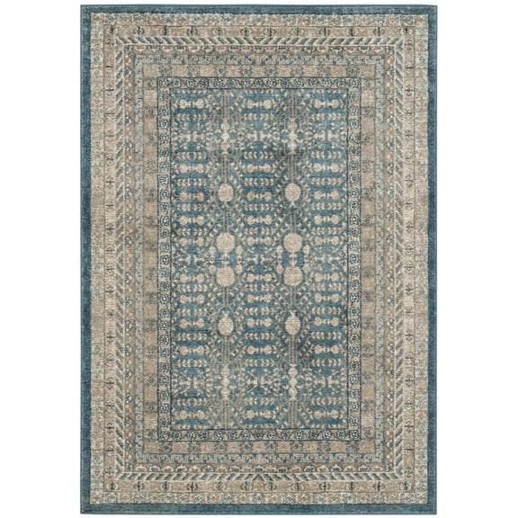 SAFAVIEH Sofia Cionadogh Border Area Rug, Blue/Beige, 4' x 5'7"