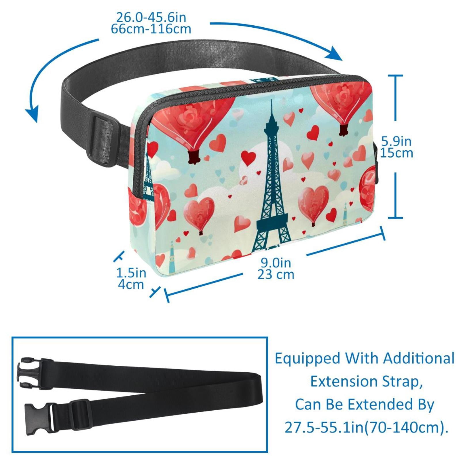 Valentine's Day Lightweight Adjustable Sling Bag Waist Pack with Extension Strap Unisex - Ideal for Travel and Outdoor Activities