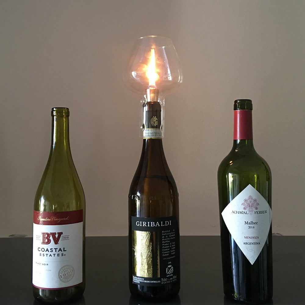 Firefly Wine Bottle Oil Lamp Kit, 3/8 in Fiberglass Wick, Glass Globe, Home Tiki Torch