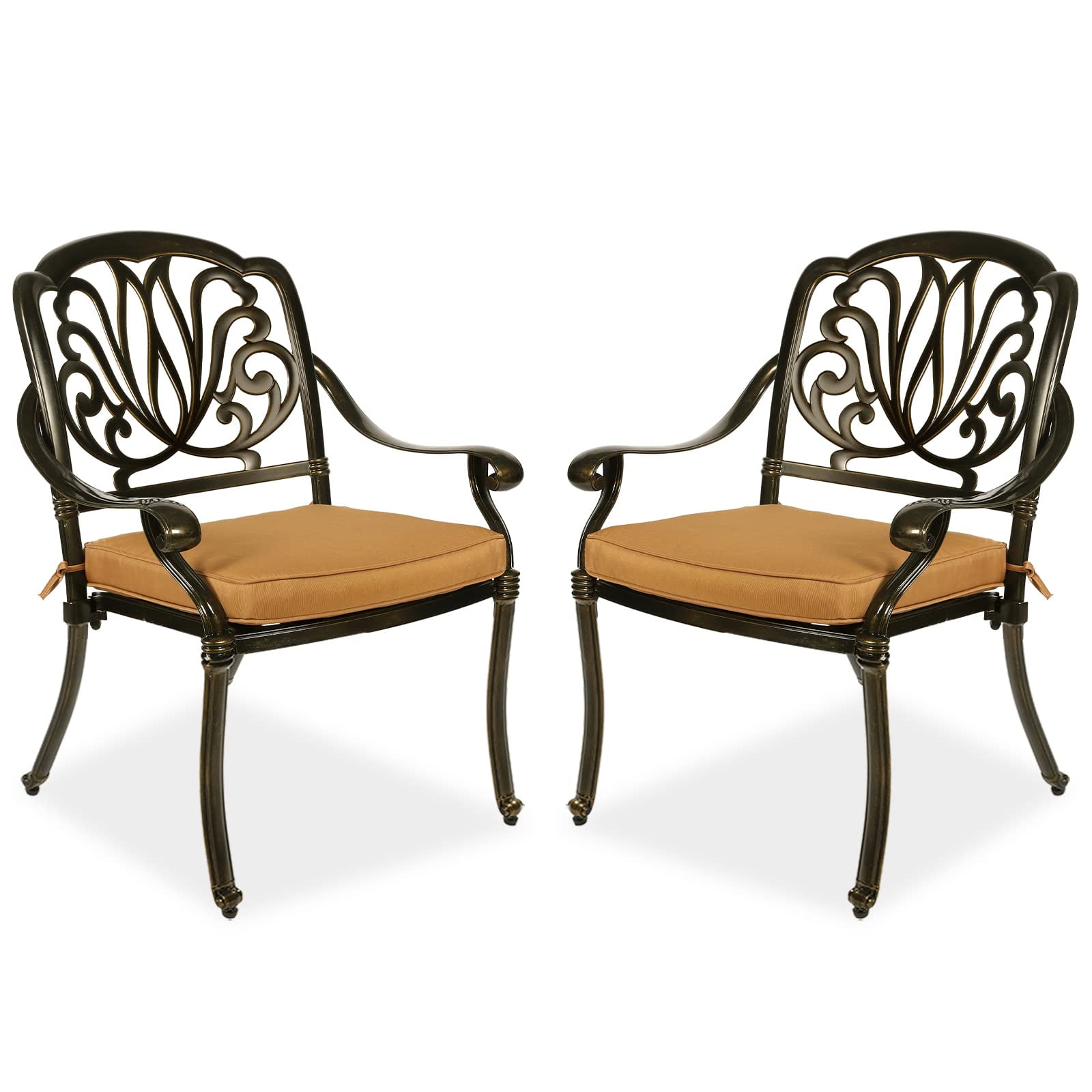 MEETWARM 2 Piece Patio Dining Chairs with Cushions, Outdoor AllWeather