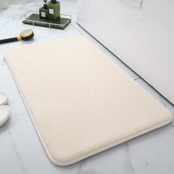 Bathroom Mat 16“ x 24" Non-Slip Coral Fleece Floor Carpet Memory Foam Super Absorbent Shower Room Mats Soft Bath Rug Bathroom Decor,Machine Washable