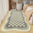thumbnail image 2 of Irregular Area Rug, 23.6x63Inch, A Modern Simple Decorative Carpet Printed with Green White Checkerboard Pattern, Large Area Non-Slip Special-Shaped Wavy Mat for Living Room Nursery, 2 of 3
