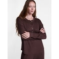 thumbnail image 4 of Joyspun Women's Cozy Lounge Collection Hacci Henley Top and Pants, 2-Piece Pajama Set, Sizes XS-3X, 4 of 5