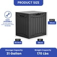 thumbnail image 5 of Uforic 31 Gallon Outdoor Resin Deck Box, Waterproof Storage Box, Lockable, Black, 5 of 9