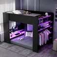 thumbnail image 4 of Harper & Bright Designs Full Size Gaming Loft Bed with Height-adjustable Desk & RGB Lights, Full Wood Loft Bed Frame with Wardrobe & Storage Shelves, Purple, 4 of 20