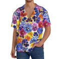 thumbnail image 2 of Disketp Men's Hawaiian The Garden Tricolor Pansy Flower Print Shirts Button Down Holiday Beach Shirts-3X-Large, 2 of 5
