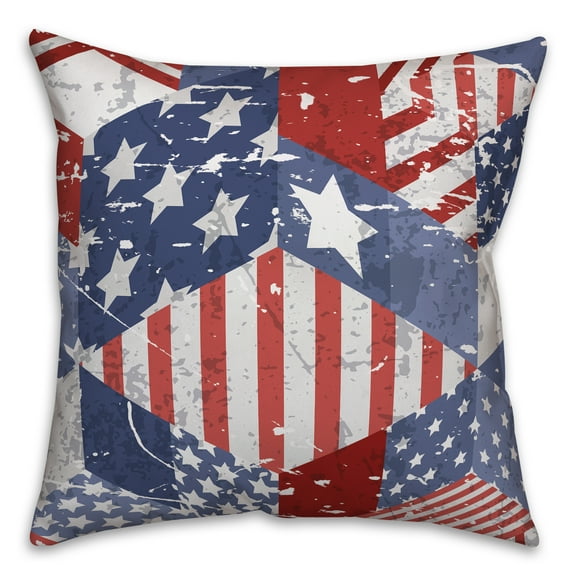 Creative Products Distressed Patchwork American Flag 18 x 18 Indoor / Outdoor Pillow