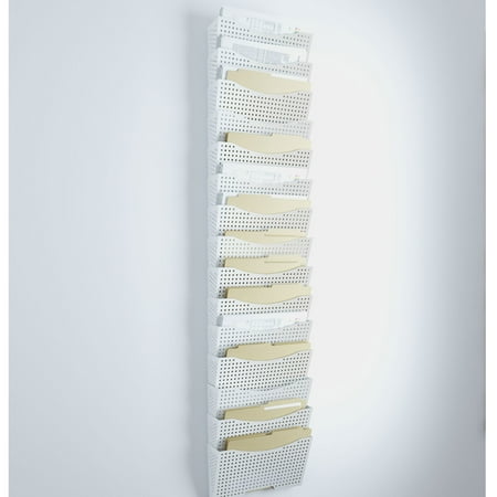 - Wall Mount File Organizer - Sturdy Modular Design with 15 Storage Folders – Magazine Holder The Easy Way to Sort and Organize all Your Papers , White