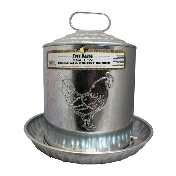 Harris Farms 4212 2-Gallon Double Metal Wall Chick Water Fountain