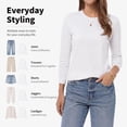 thumbnail image 4 of QUALFORT Women's Long Sleeve Shirts, 100% Cotton Crew Neck Long Sleeve T Shirt for Women, Soft Lightweight Casual Basic Cotton Top, White M, 4 of 7