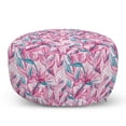 thumbnail image 1 of Floral Pouf Cover with Zipper, Clutter of Tropical Island Flowers and Leaves, Soft Decorative Fabric Unstuffed Case, 30" W X 17.3" L, Pink Dark Turquoise, by Ambesonne, 1 of 5