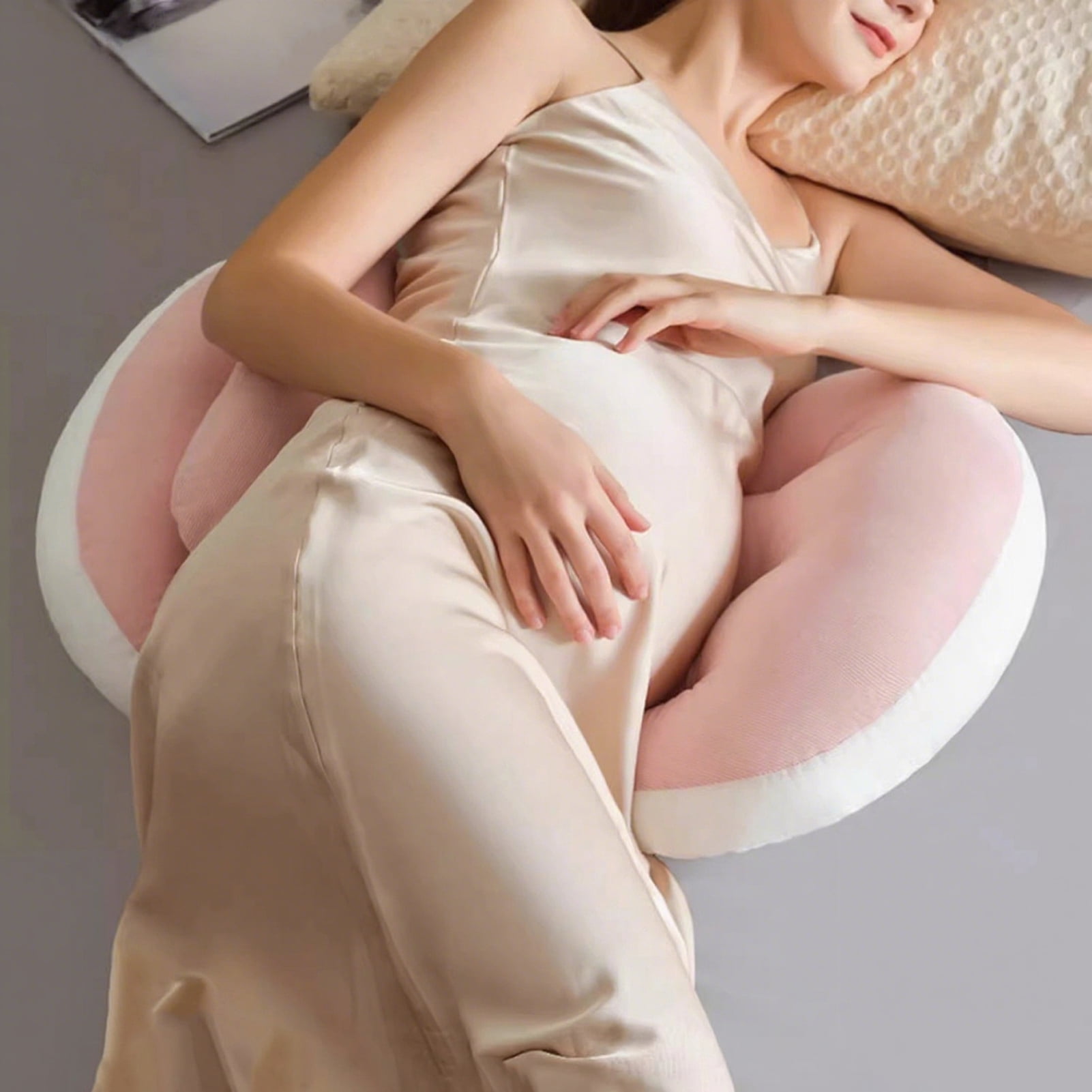 OIUR Pregnancy Pillow with Adjustable Belly Wedge Travel-friendly Pregnant Pillow Ergonomic Design Abdomen Back Body Support Pillow