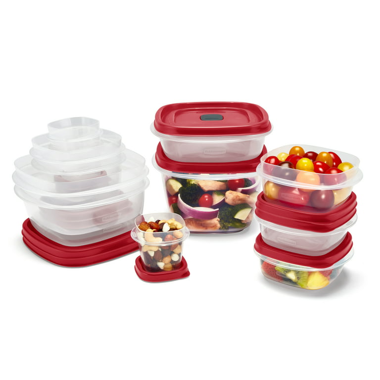 Rubbermaid EasyFindLids 24 Piece Food Storage Containers Variety Set, Red 