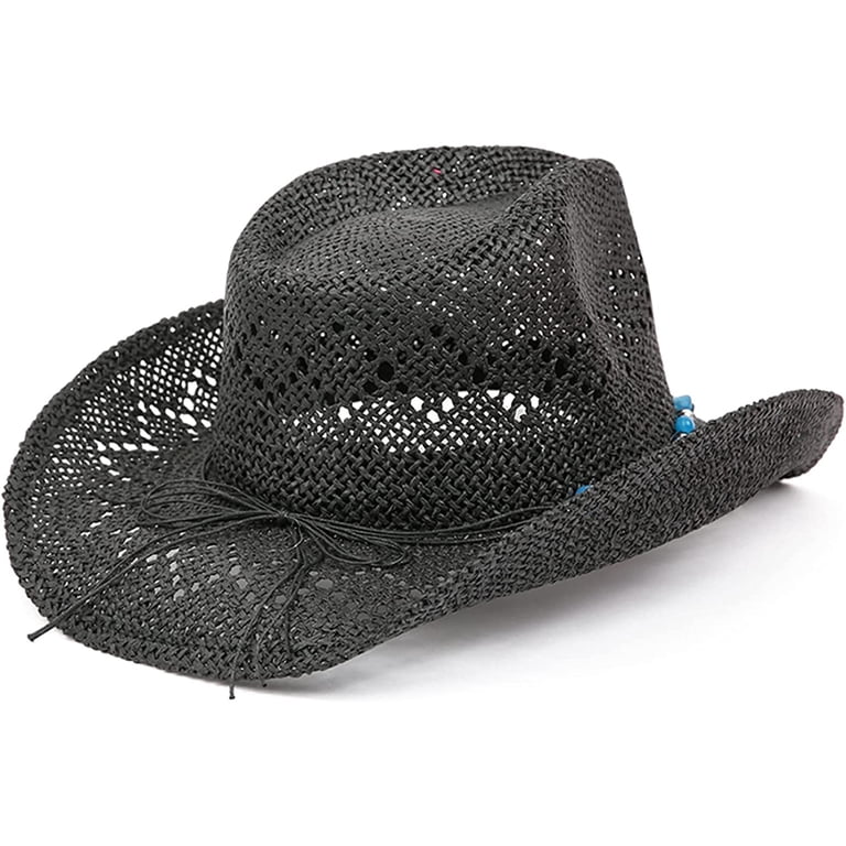Straw Cowboy Hat for Women with Beaded Trim and Shapeable  display picture 1