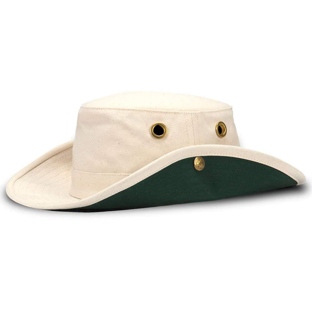 Tilley Size 7 5/8 Unisex T3 Cotton Duck Snapup Brim Hat, Natural/Green