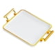 thumbnail image 4 of Bandeja para servir rectangular con asas para guardar joyas, bandeja de almacenamiento de escritorio para Porcelana blanca, 4 of 9