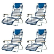Ostrich 3-N-1 Aluminum Multi-Position Reclining Beach Chair, Striped (4 Pack)