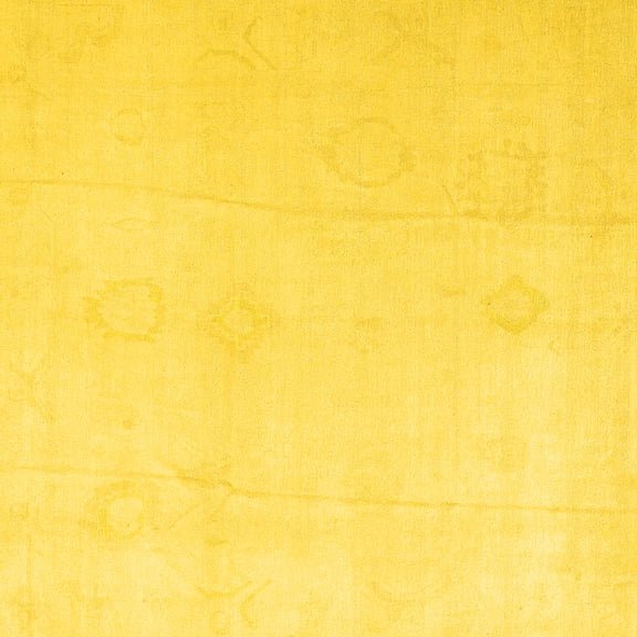 Ahgly Company Indoor Square Oriental Yellow Traditional Area Rugs, 4' Square